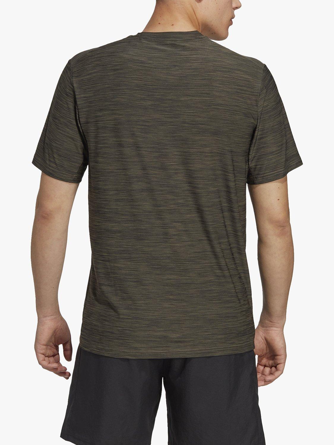 Product image 3 of 5, which shows adidas Train Essentials Stretch Recycled Gym Top, Olive Strata/Black, S
