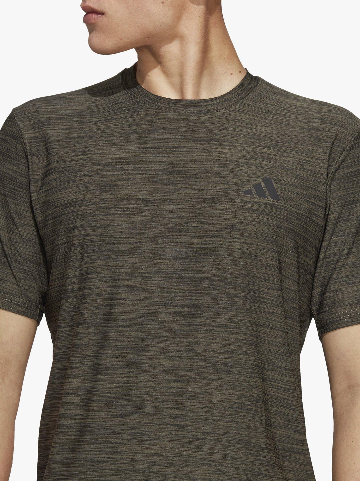 Product image 5 of 5, which shows adidas Train Essentials Stretch Recycled Gym Top, Olive Strata/Black, S