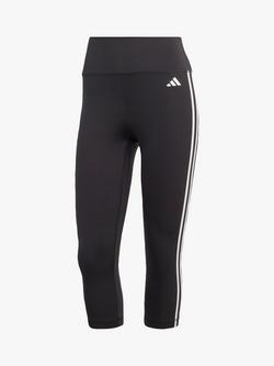 adidas Train Essentials 3-Stripes High-Waisted 3/4 Leggings, Black