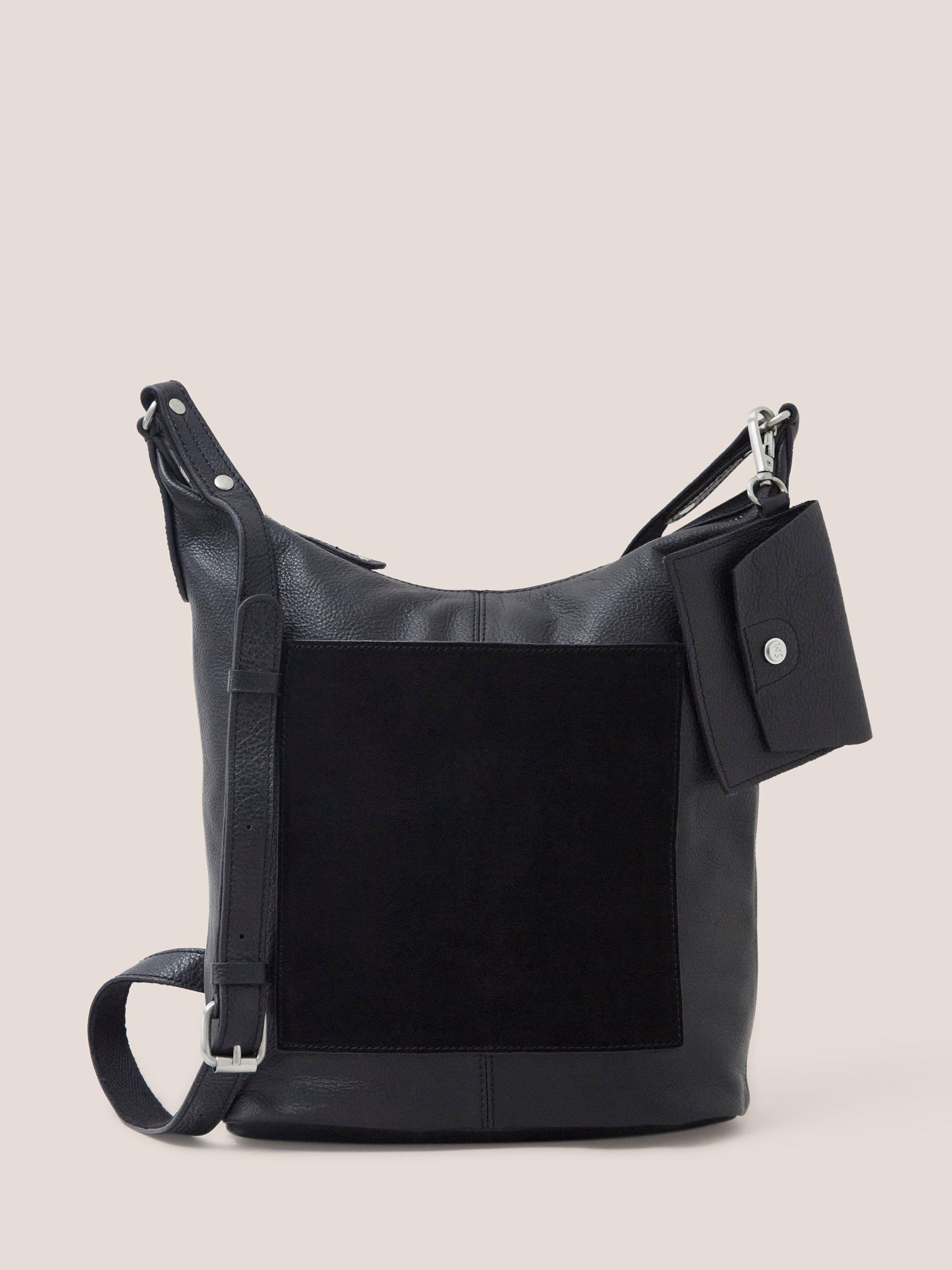 Black and white leather bag best sale