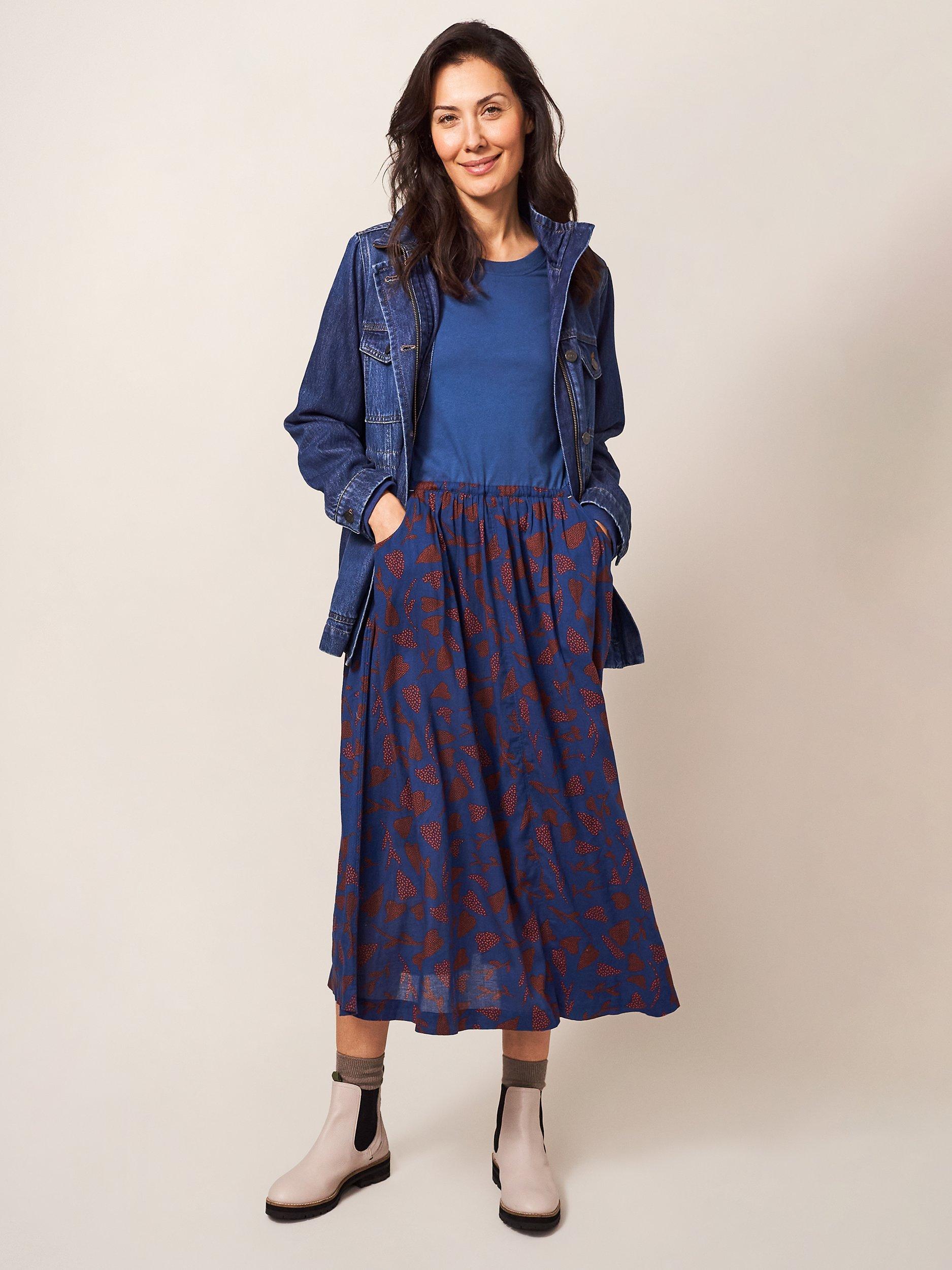 White Stuff Sadie Midi Dress, Navy/Multi