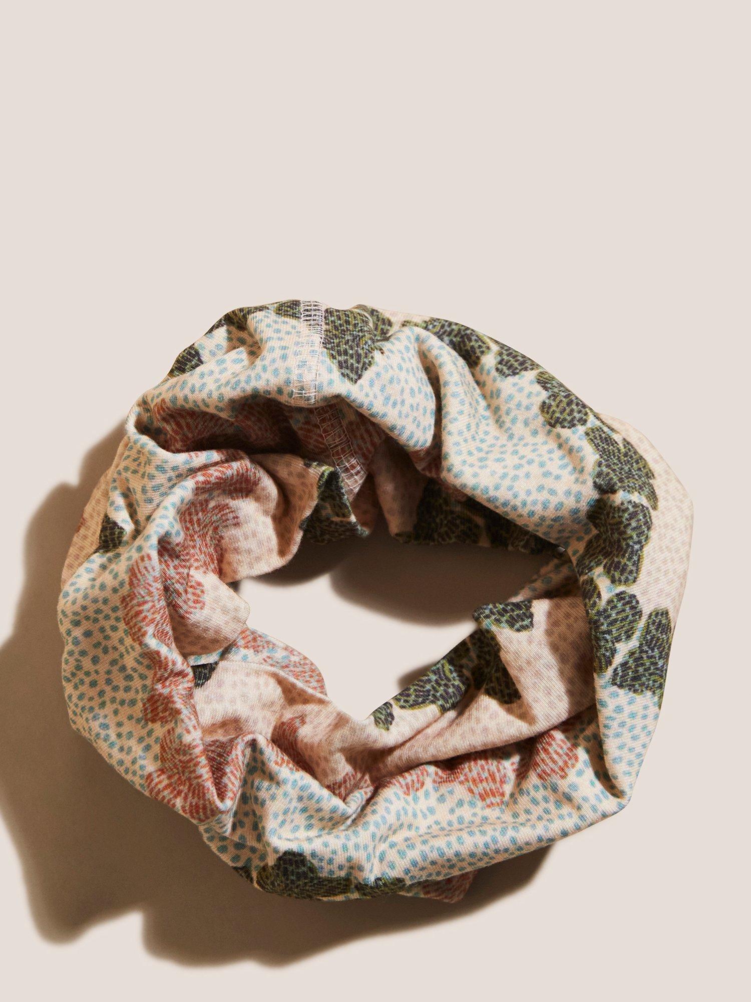 White Stuff Jersey Print Snood, Green/Multi, One Size