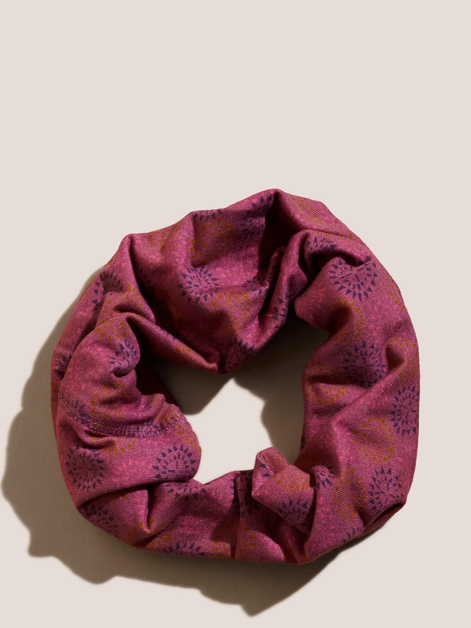 White Stuff Jersey Print Snood, Plum Print, One Size
