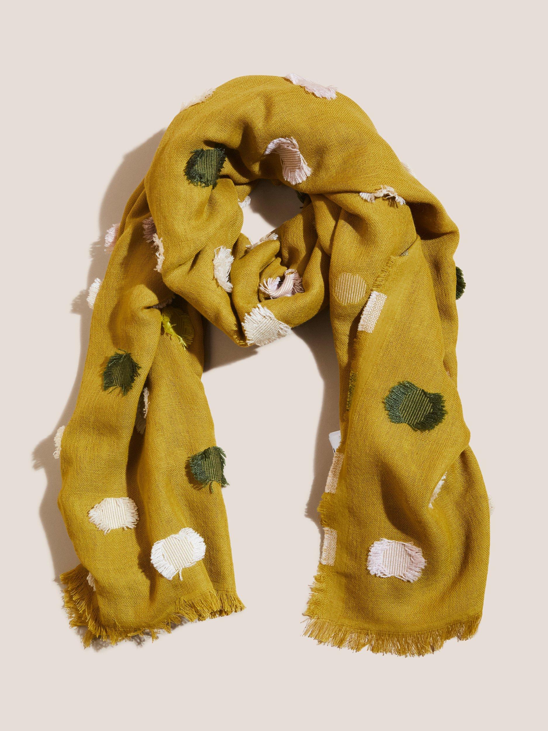 White Stuff Textured Spot Wool Blend Scarf, Yellow, One Size