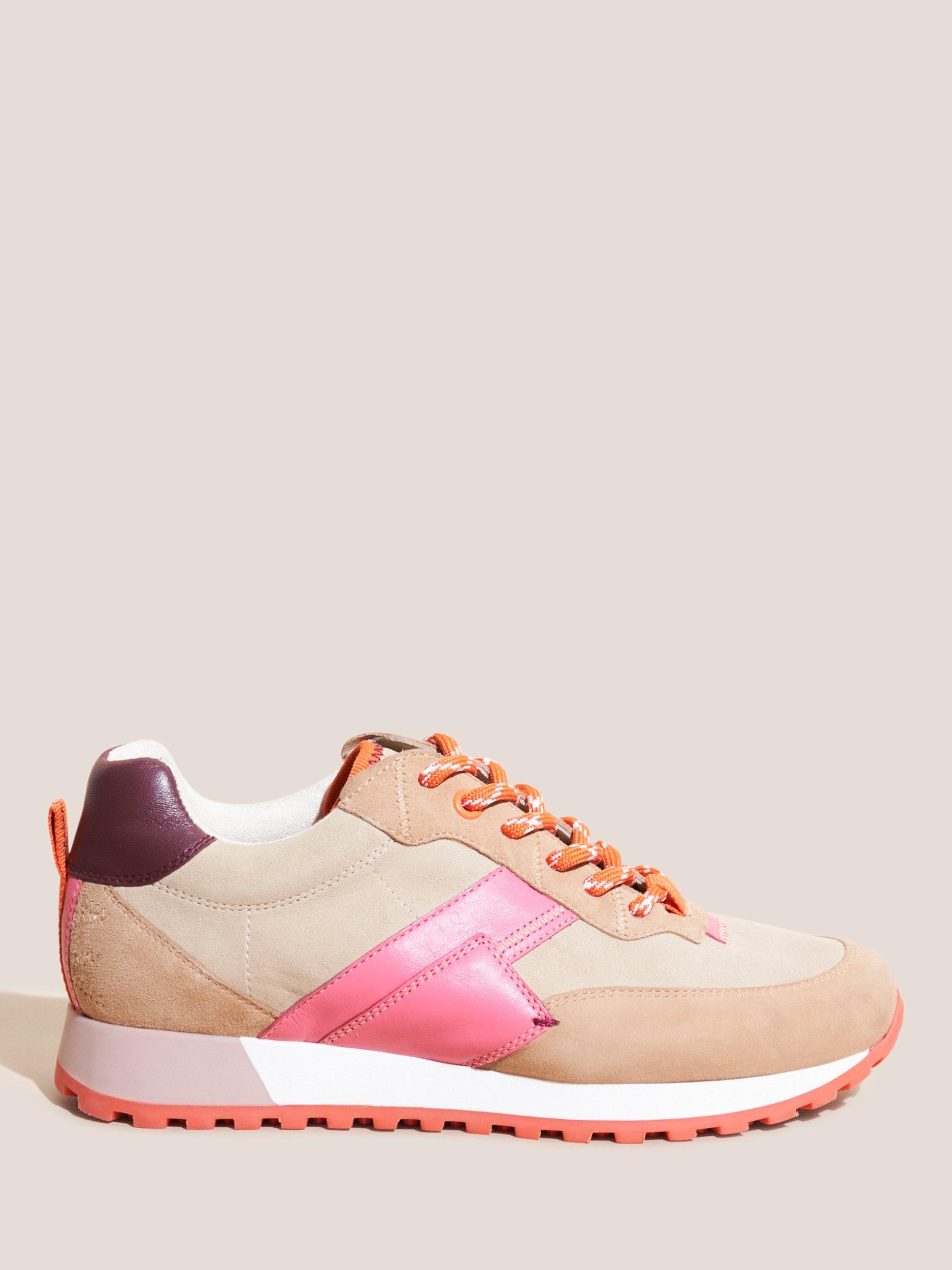 White Stuff Retro Suede Trainers, Nat Mlt