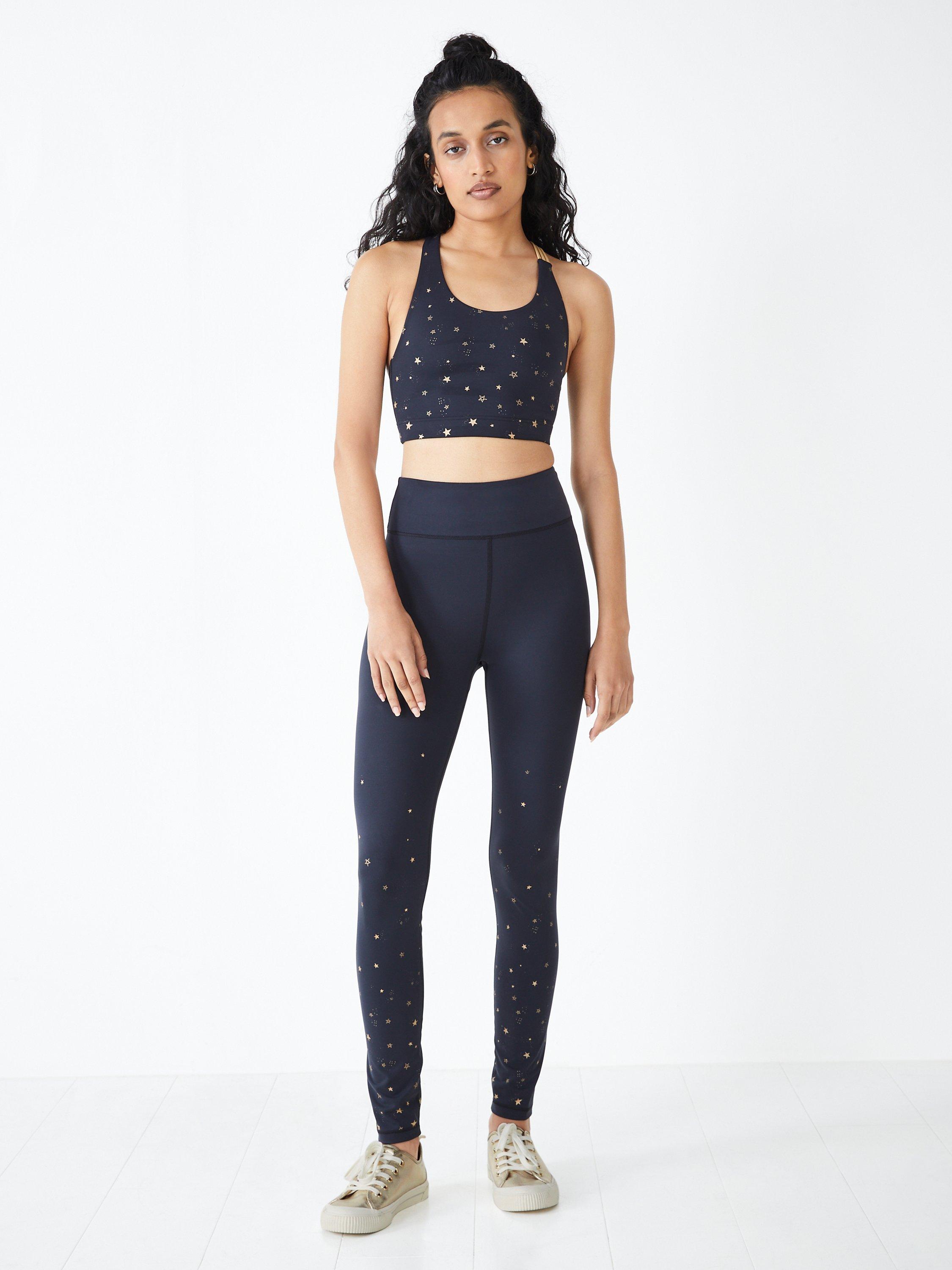 HUSH Beth Star Active Bra, Black/Gold