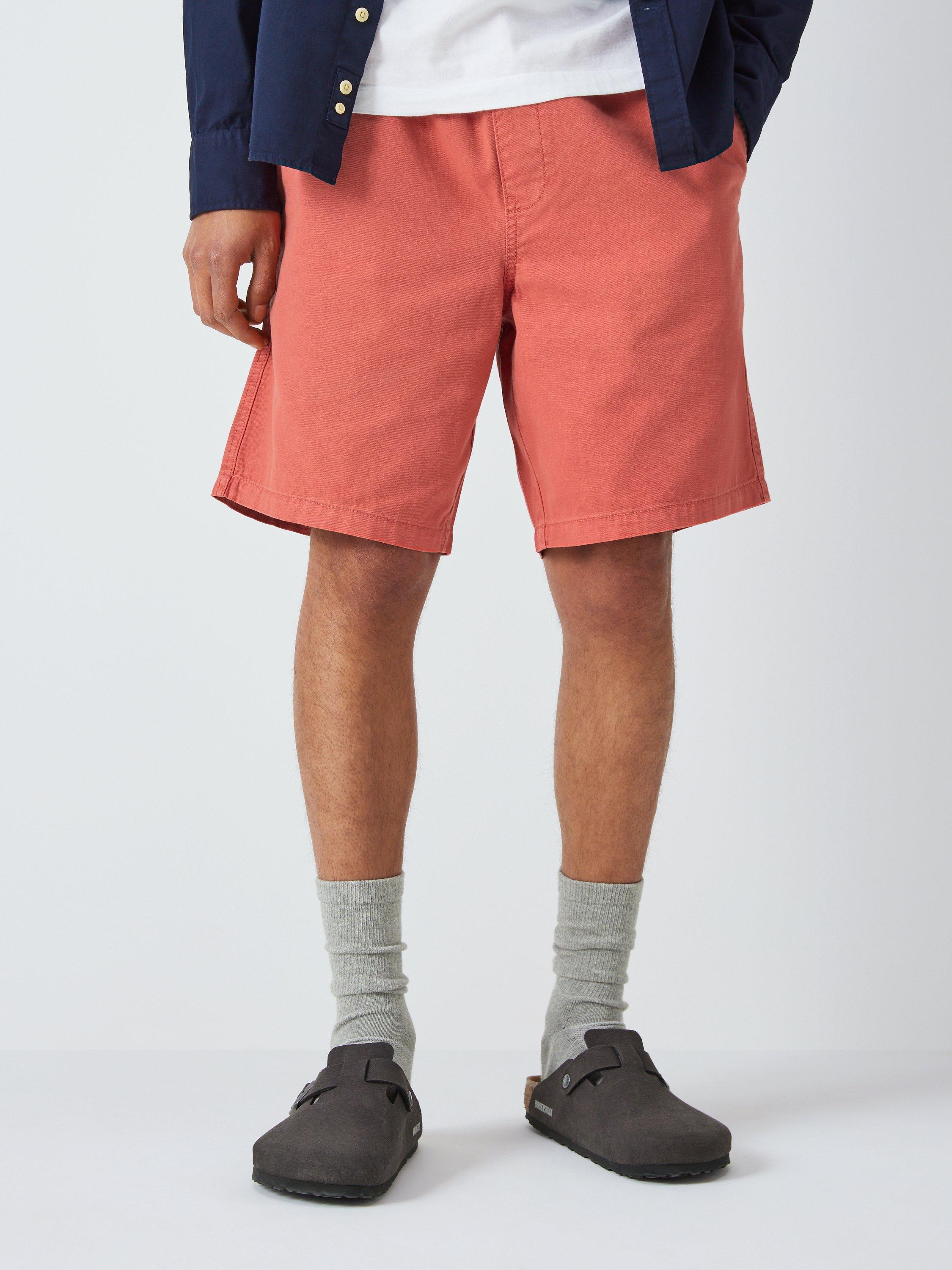 John Lewis Sun Faded Garment Dyed Drawstring Shorts, Baked Apple