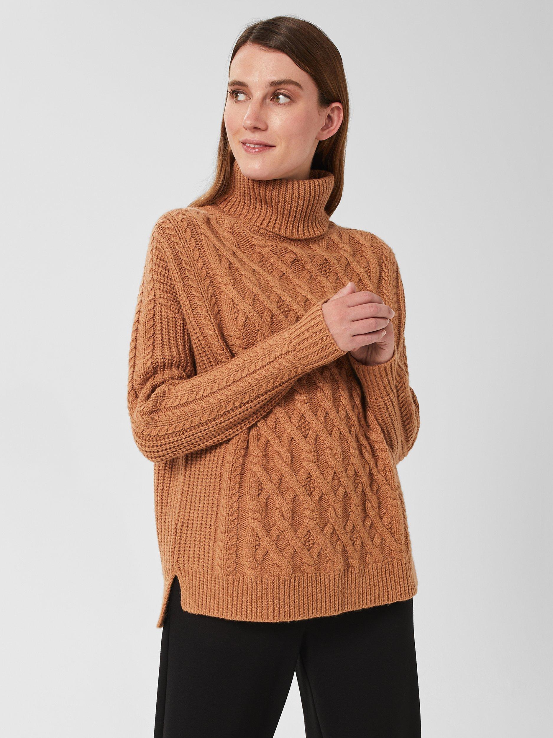 Hobbs Emmeline Cable Knit Jumper, Camel