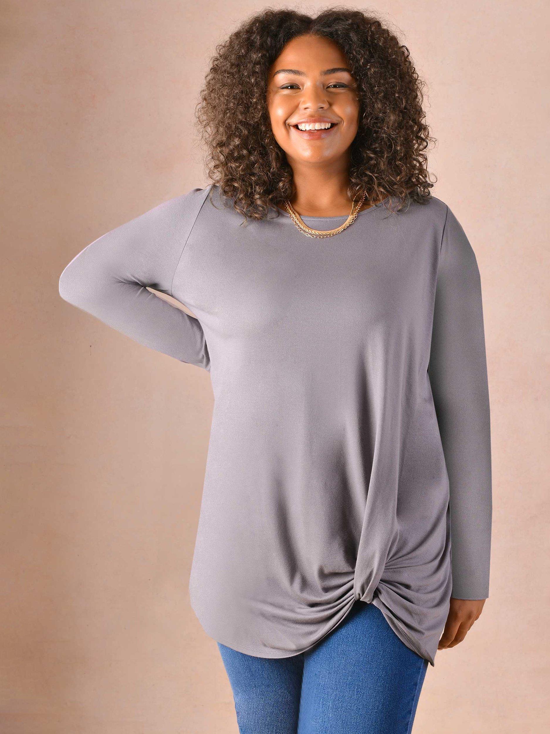 Live Unlimited Curve Twist Hem Top, Grey