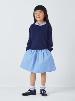 John Lewis Kids' School Gingham A-Line Summer Dress - view 2, Blue Light