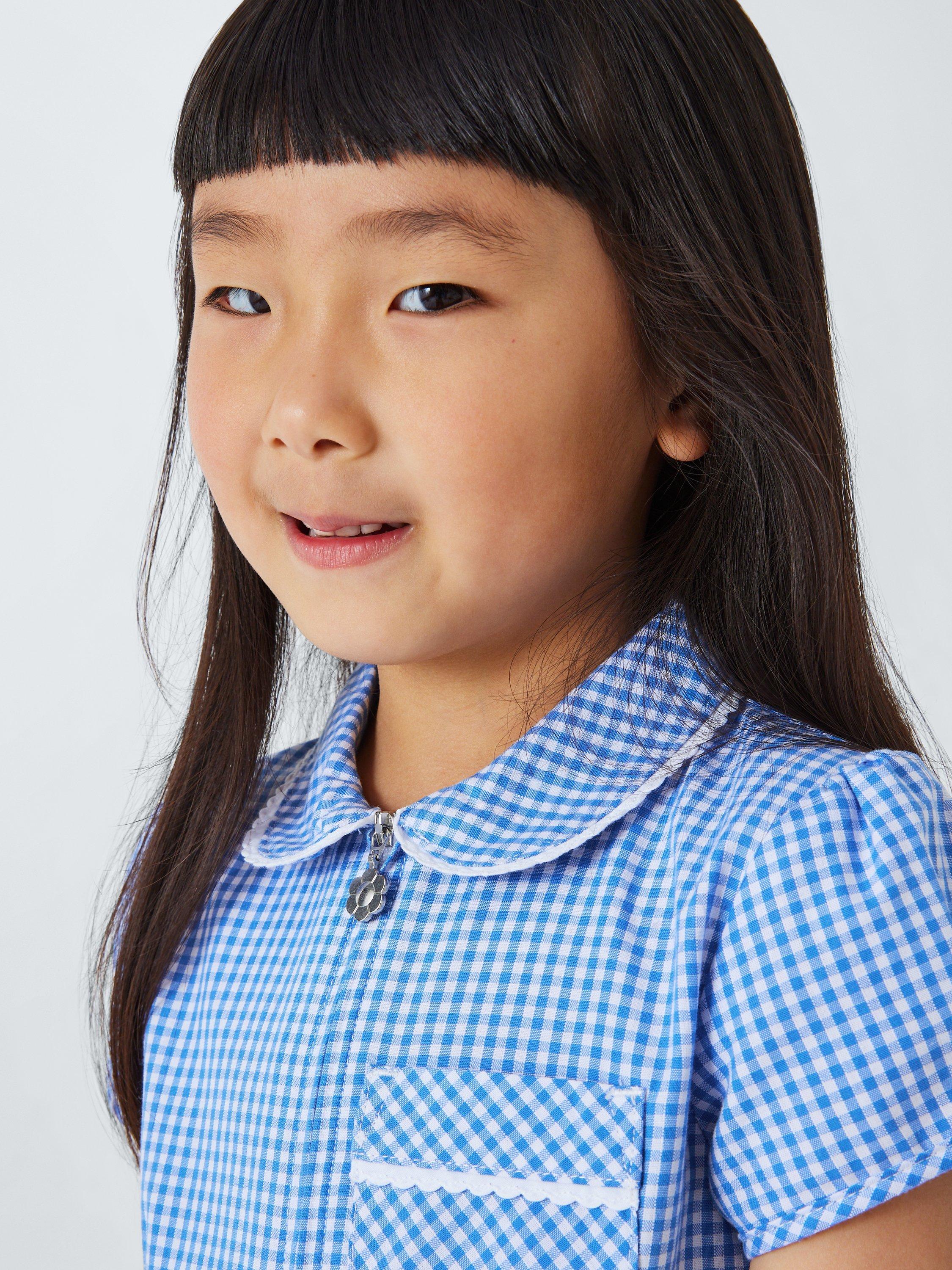 Product image 4 of 6, which shows John Lewis Kids' School Gingham A-Line Summer Dress, Blue Light, 3 years