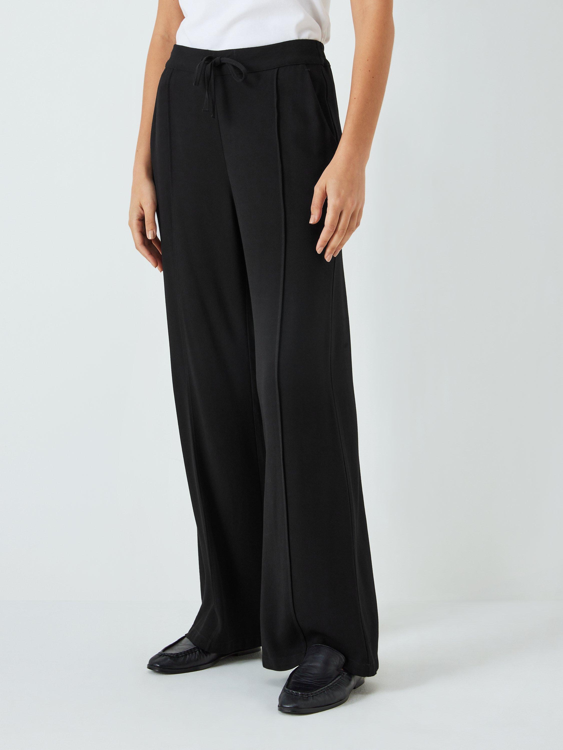 John Lewis Crepe Wide Leg Trousers, Black, 8