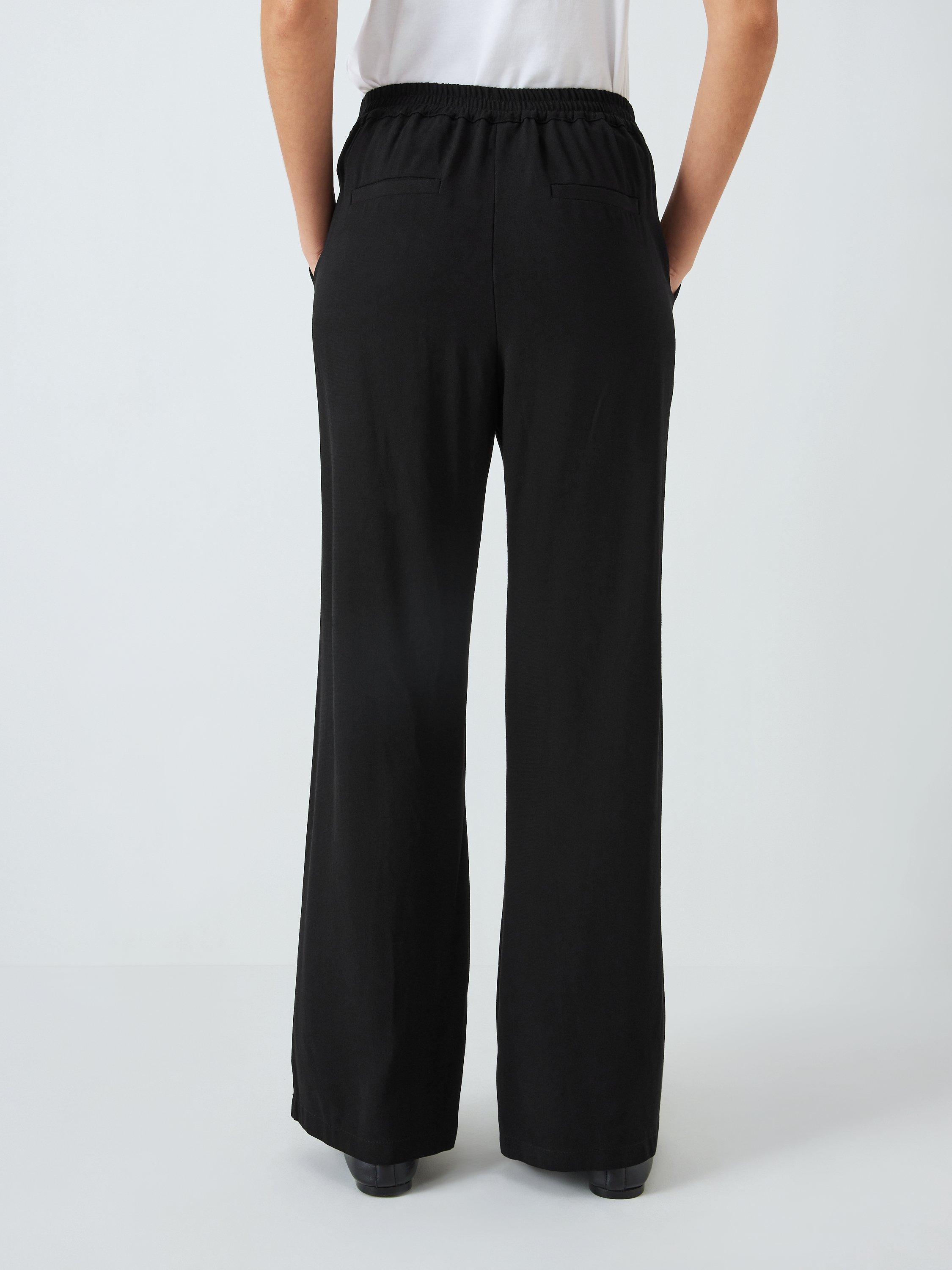 John Lewis Crepe Wide Leg Trousers, Black, 8