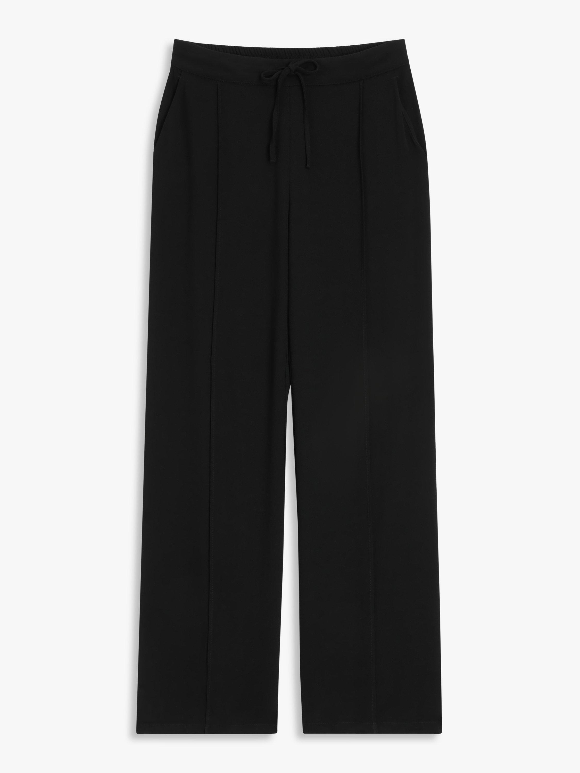 John Lewis Crepe Wide Leg Trousers, Black, 8