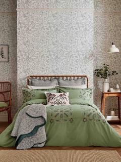 Morris & Co. Brophy Embroidery Oxford Pillowcase, Sage