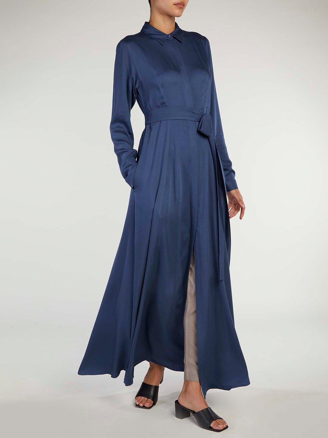 Product image 1 of 5, which shows Aab Twill Maxi Dress, Blue, S Regular