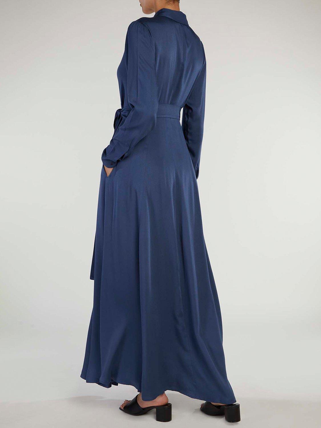 Product image 3 of 5, which shows Aab Twill Maxi Dress, Blue, S Regular