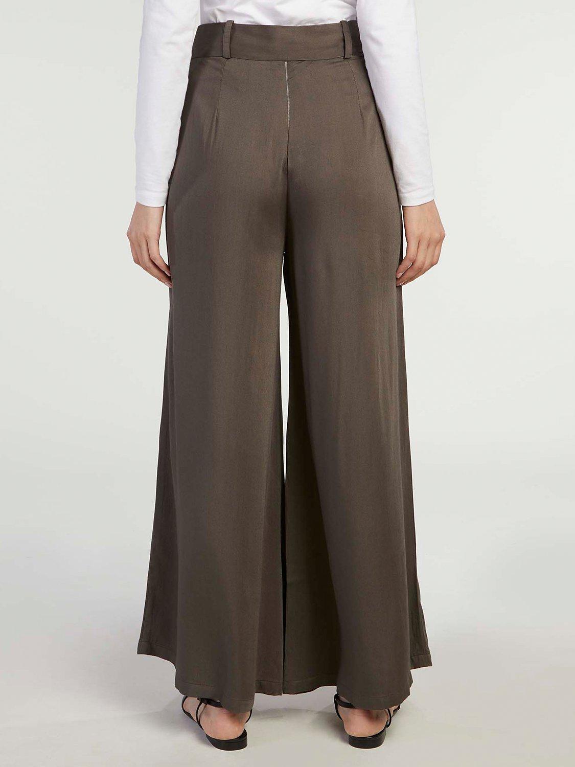 Product image 2 of 4, which shows Aab Twill Flare Trousers, Green, S