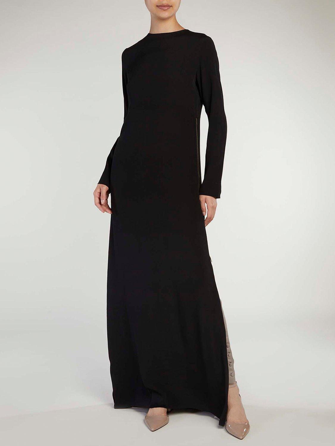 Product image 1 of 5, which shows Aab Side Zip Maxi Dress, Black, S Regular