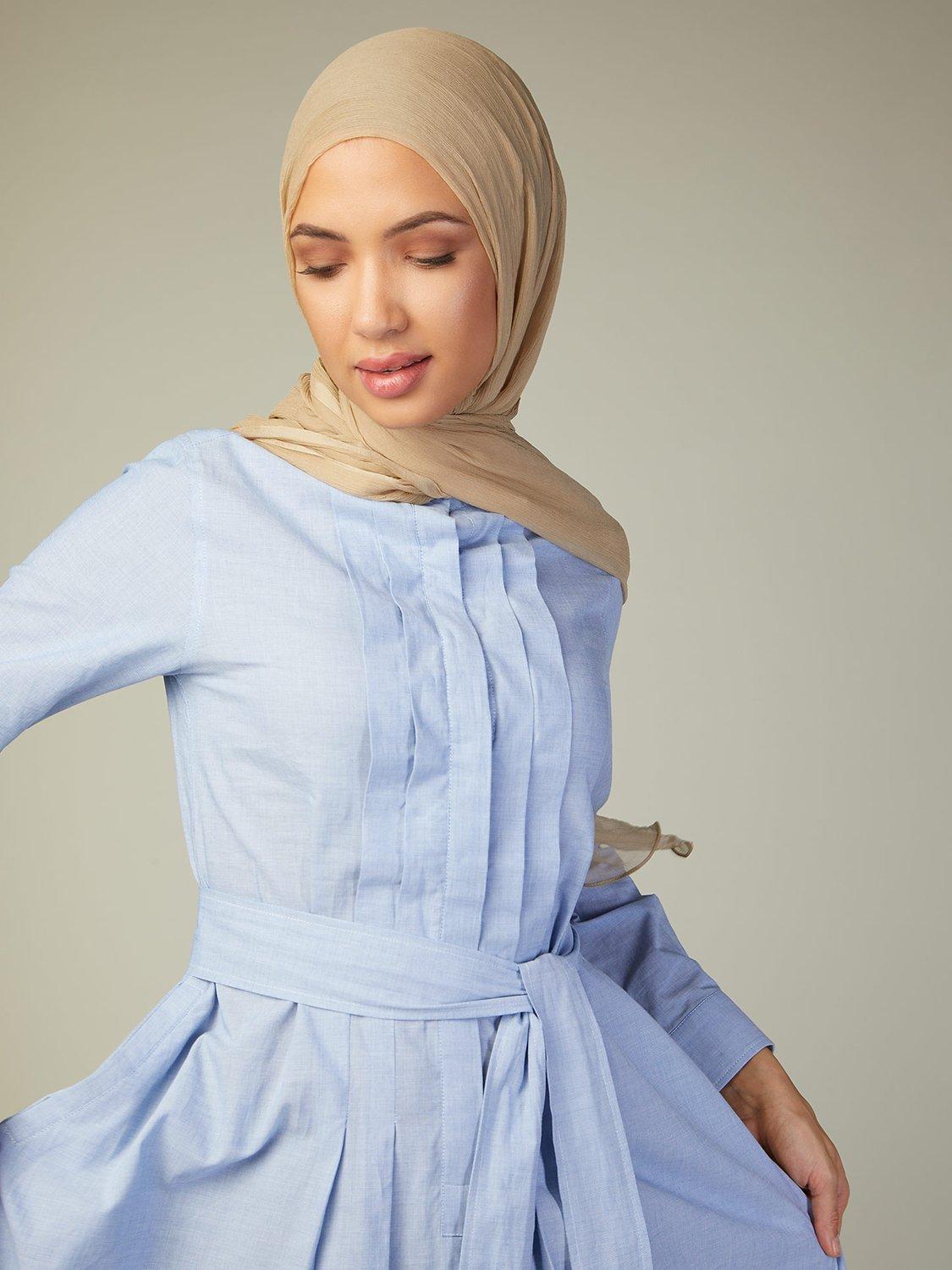 Product image 2 of 5, which shows Aab Cotton Pleat Front Maxi Dress, Blue, S Regular