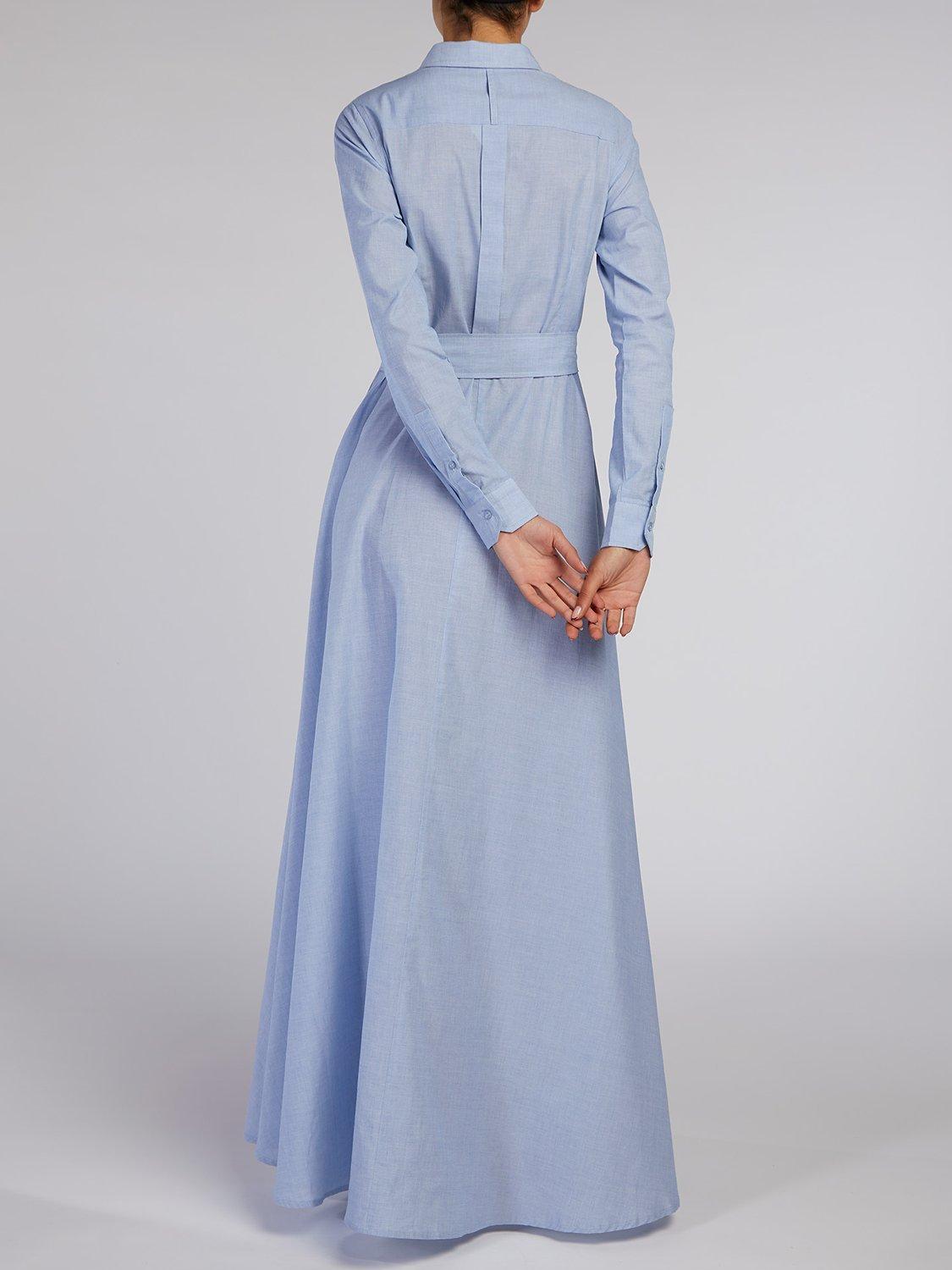 Product image 4 of 5, which shows Aab Cotton Pleat Front Maxi Dress, Blue, S Regular