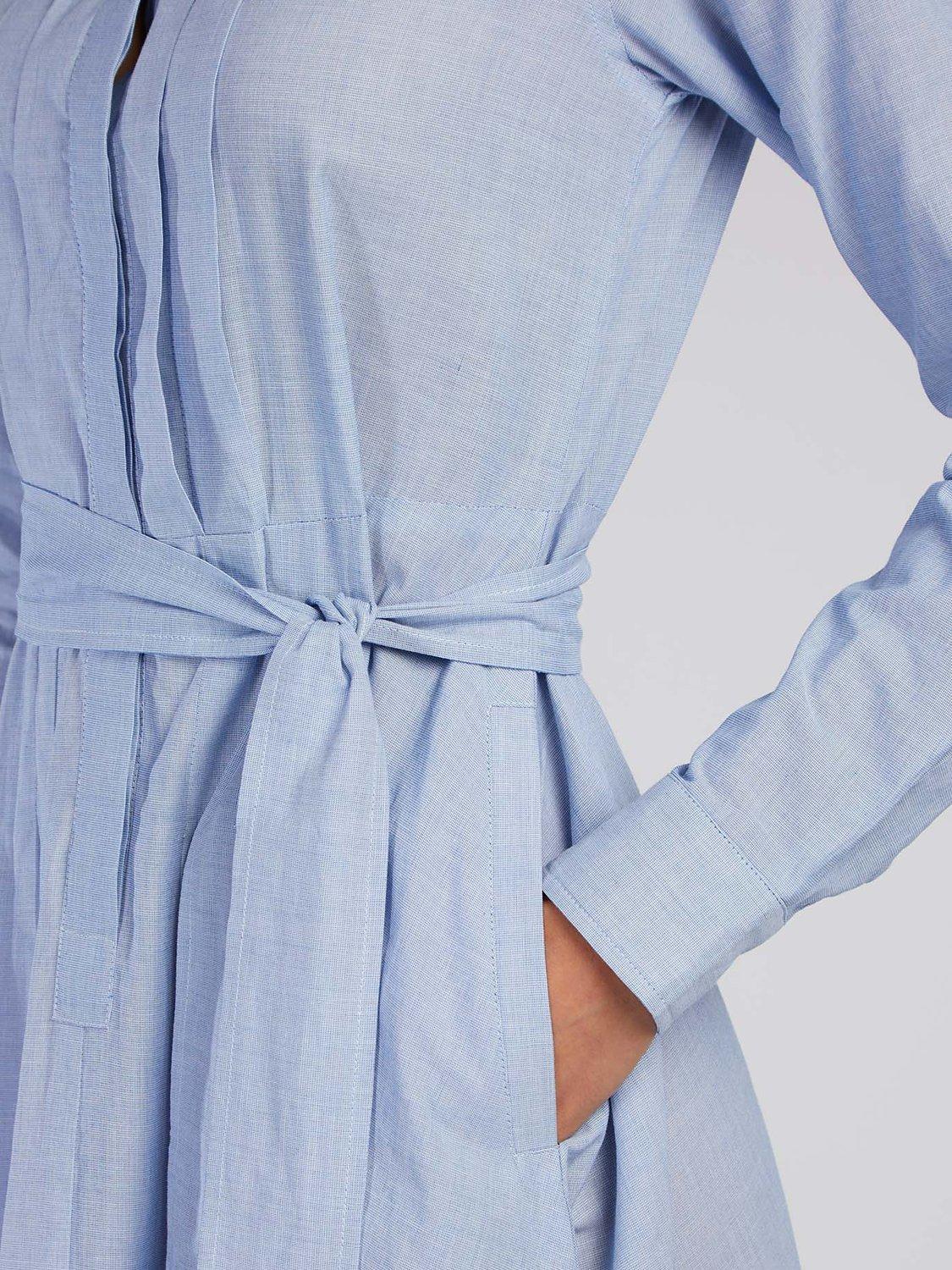 Product image 5 of 5, which shows Aab Cotton Pleat Front Maxi Dress, Blue, S Regular