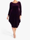 chesca Stretch Velvet Drape Dress, Claret