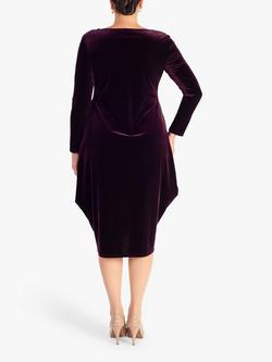 chesca Stretch Velvet Drape Dress - view 2, Claret