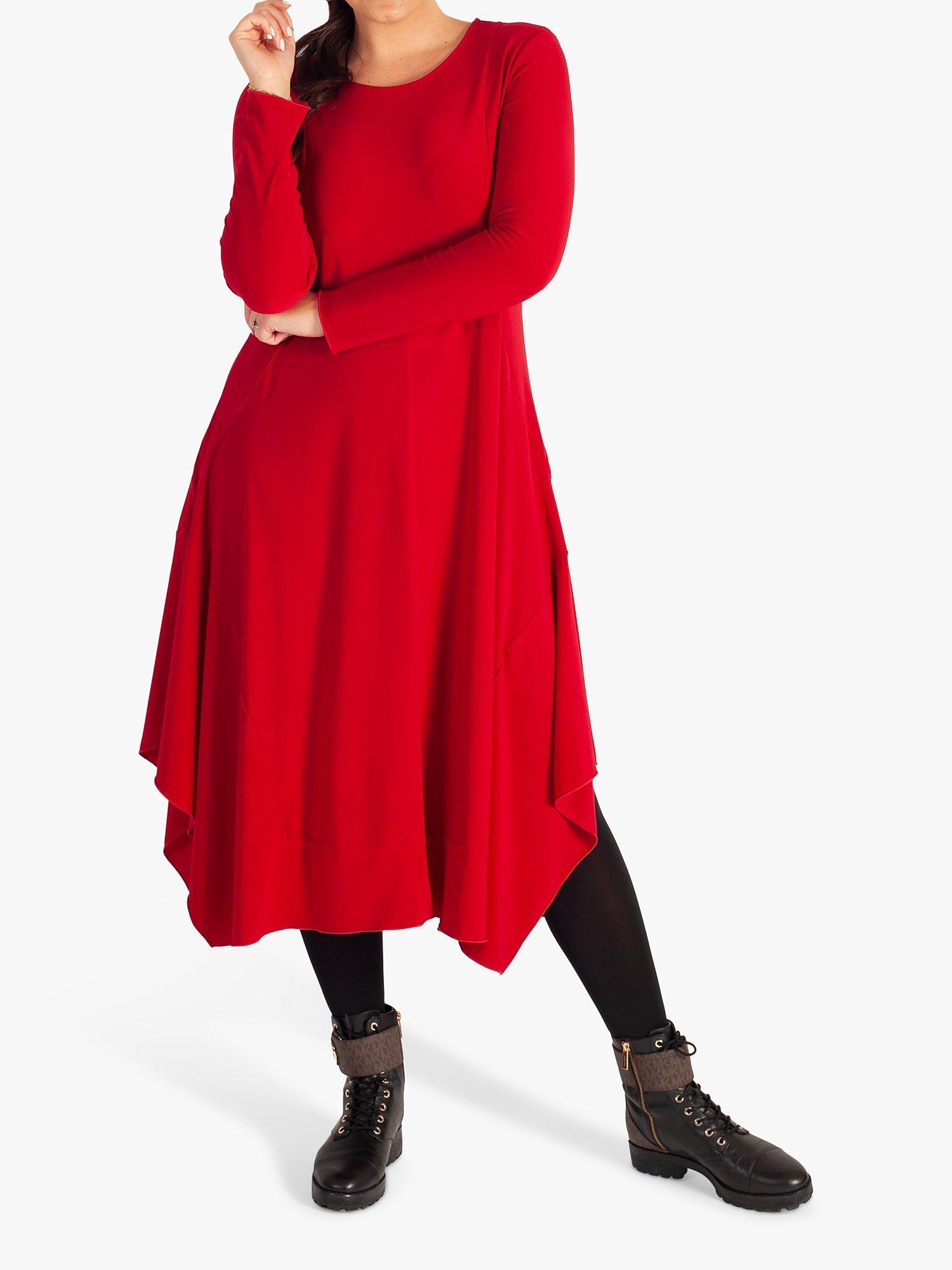 Product image 4 of 5, which shows chesca Panelled Jersey Drape Midi Dress, Scarlet, 12-14