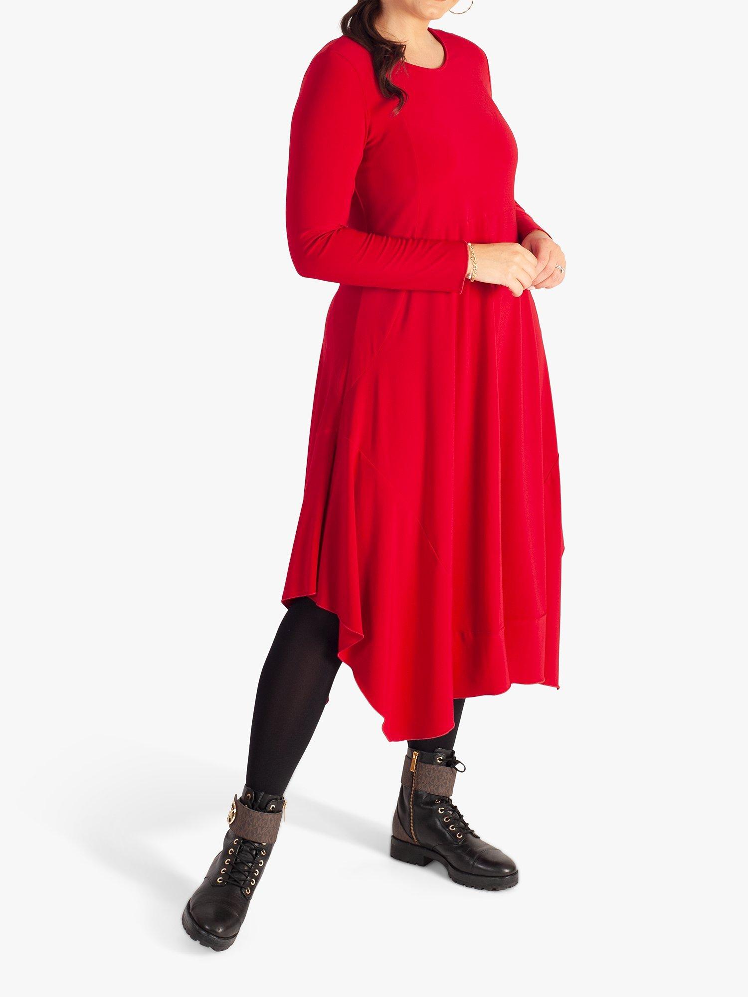 Product image 5 of 5, which shows chesca Panelled Jersey Drape Midi Dress, Scarlet, 12-14