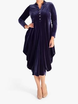 chesca Stretch Velvet Drape Dress, Violetta