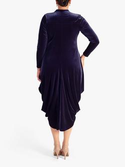 chesca Stretch Velvet Drape Dress - view 2, Violetta