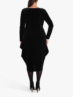 chesca Stretch Velvet Drape Dress - view 2, Black