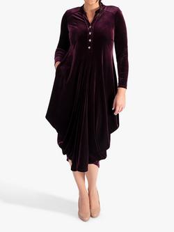 chesca Stretch Velvet Drape Dress, Claret