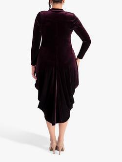 chesca Stretch Velvet Drape Dress - view 2, Claret
