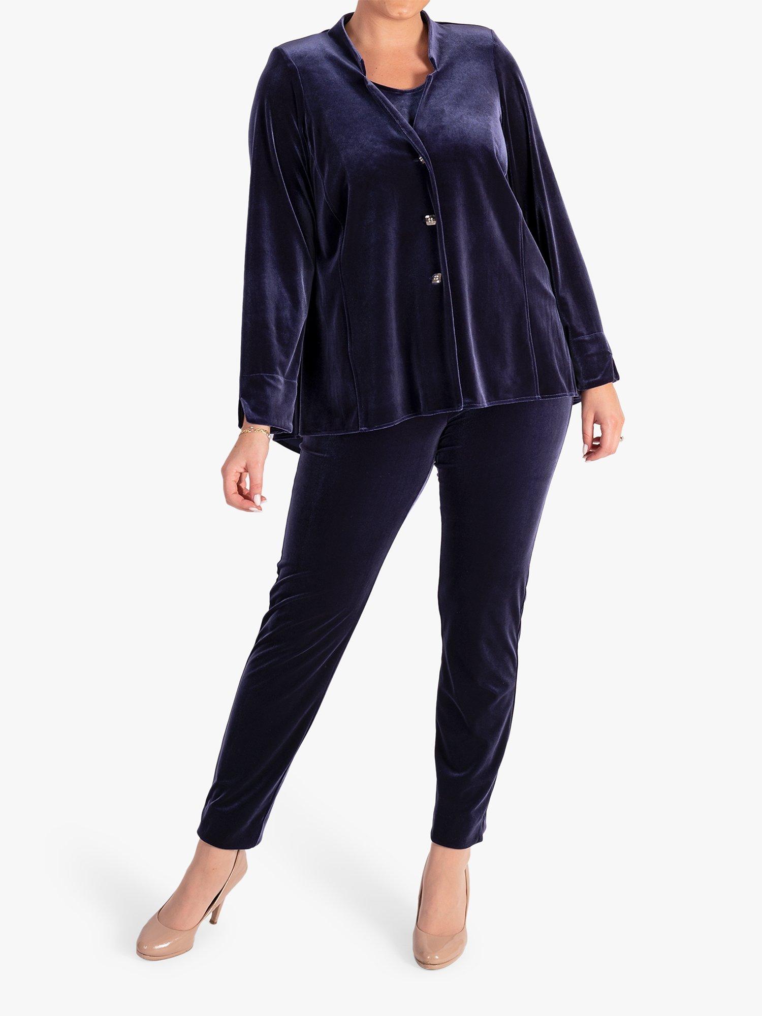 Product image 5 of 5, which shows chesca Stretch Velvet Unlined Cami, Navy, 24-26