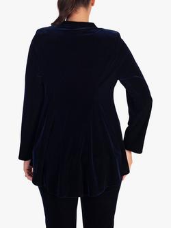 chesca Notch Neck Stretch Velvet Top - view 2, Navy
