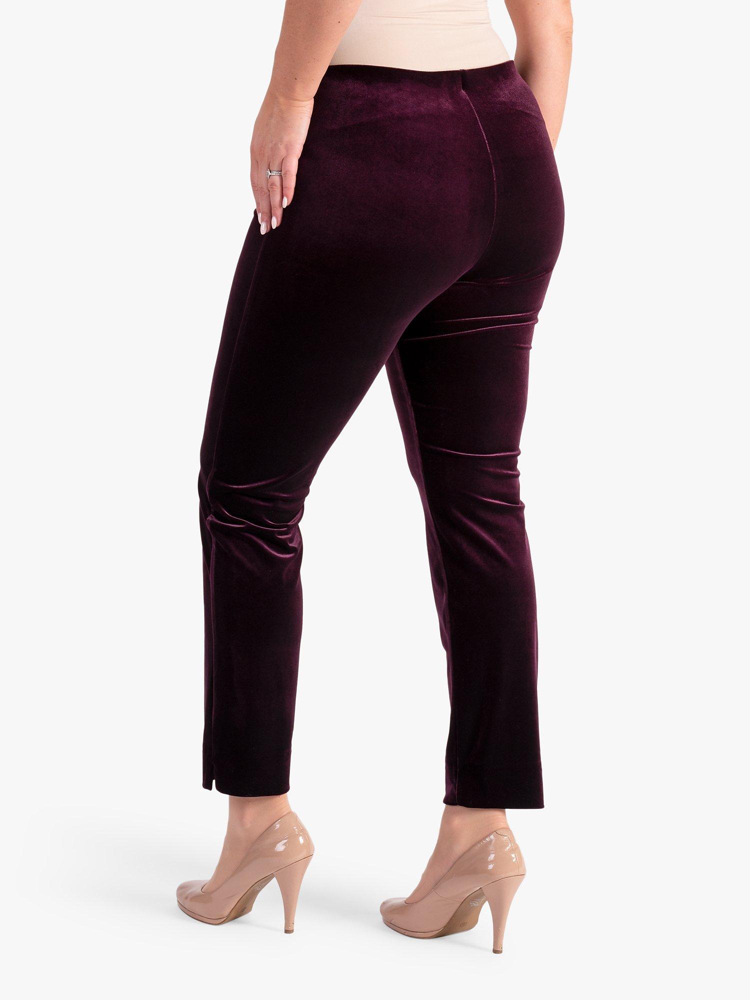 Product image 2 of 4, which shows chesca Velvet Trousers, Claret, 12-14