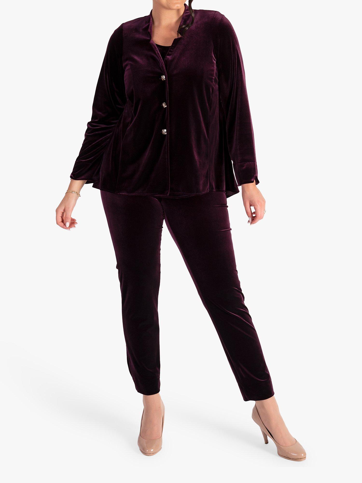 Product image 3 of 4, which shows chesca Velvet Trousers, Claret, 12-14