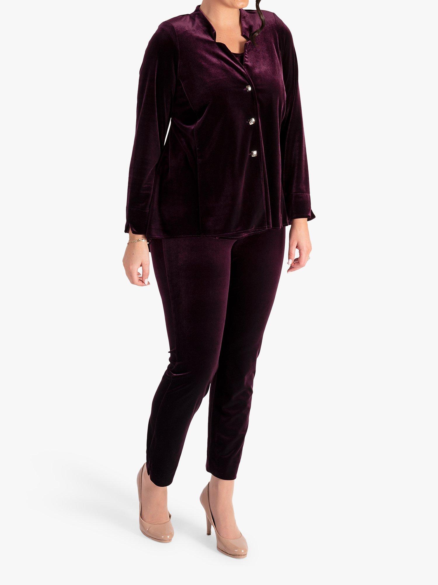 Product image 4 of 4, which shows chesca Velvet Trousers, Claret, 12-14