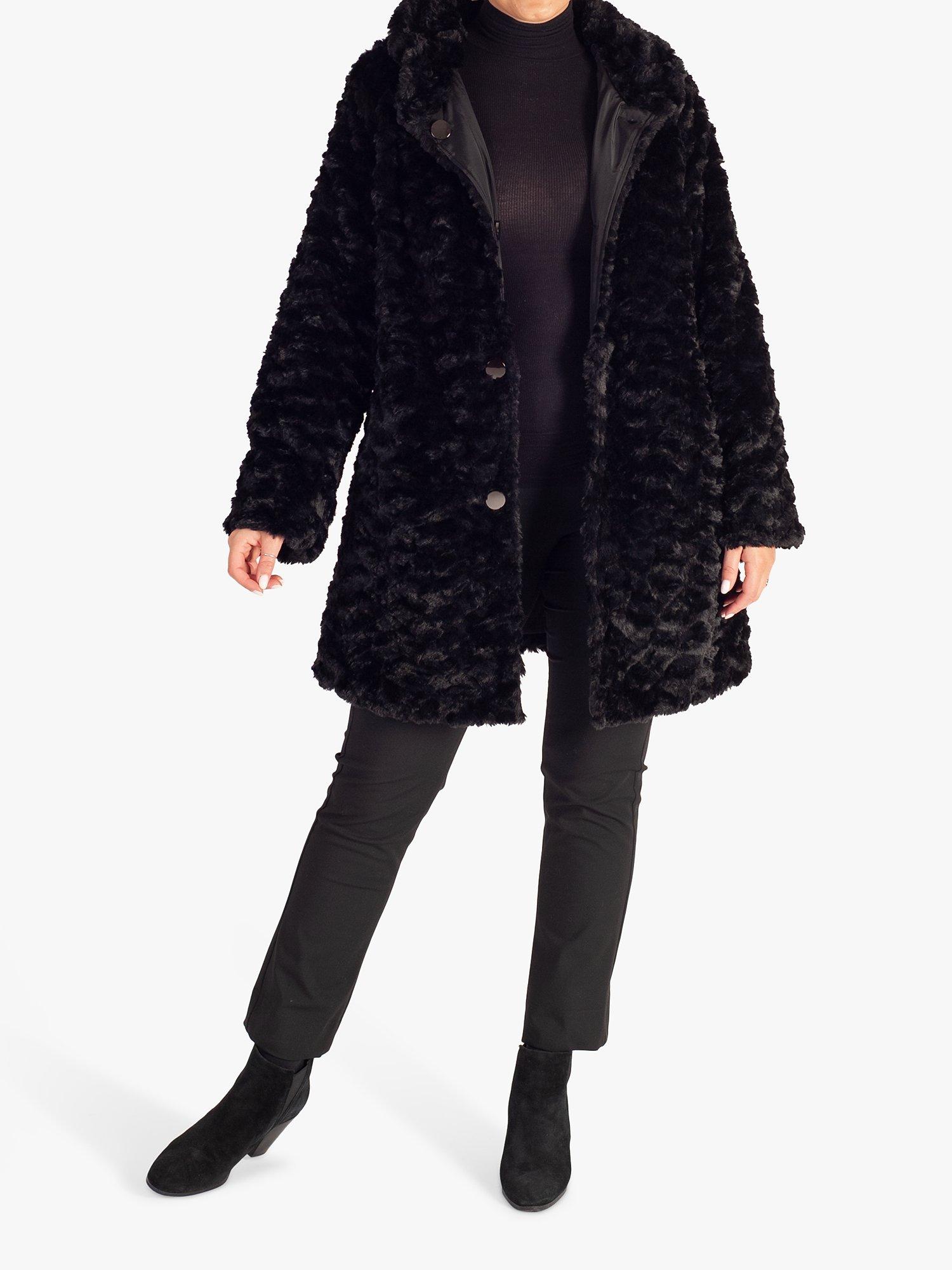 chesca Faux Fur Reversible Coat, Black, 12-14