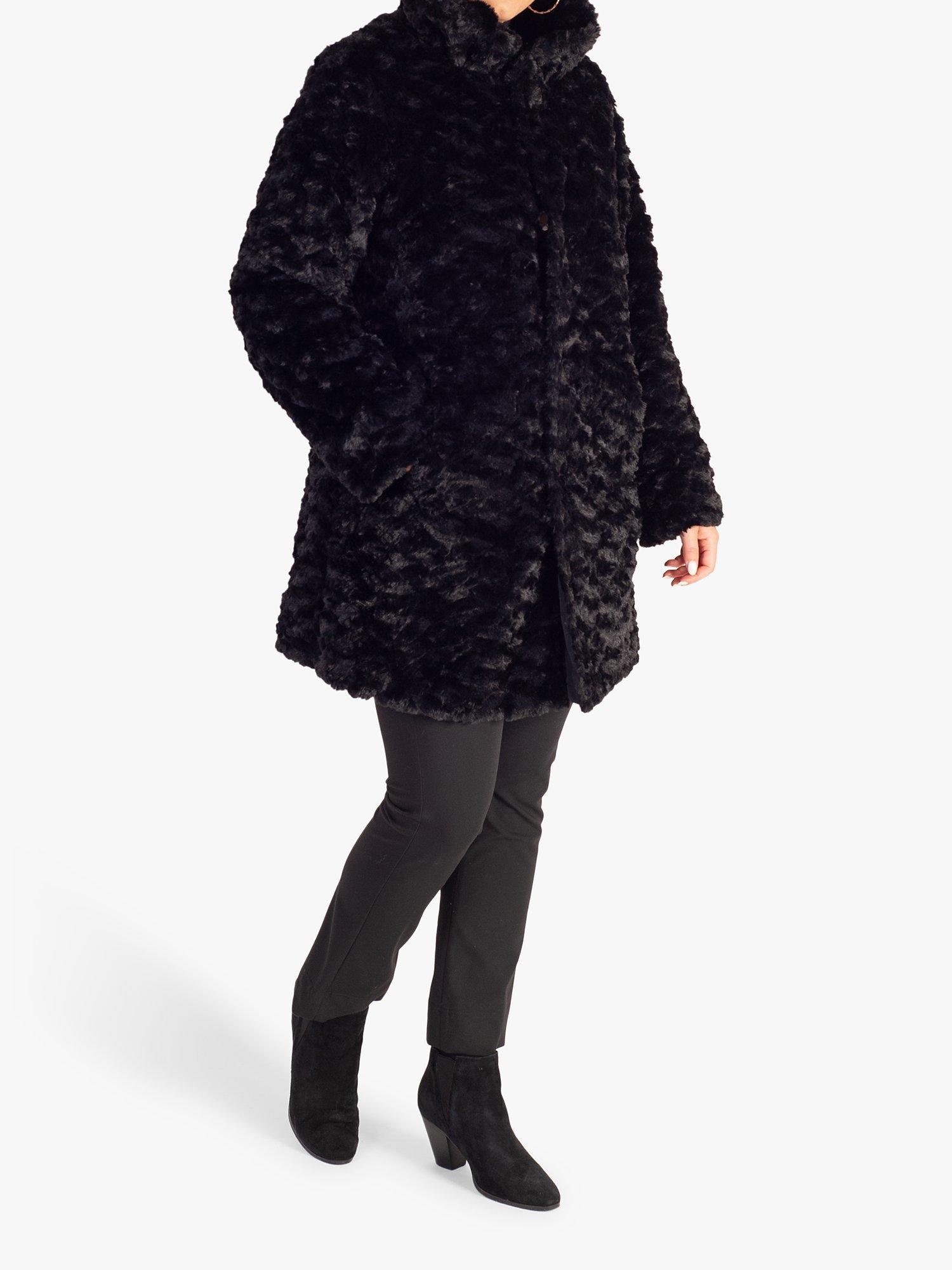 chesca Faux Fur Reversible Coat, Black, 12-14