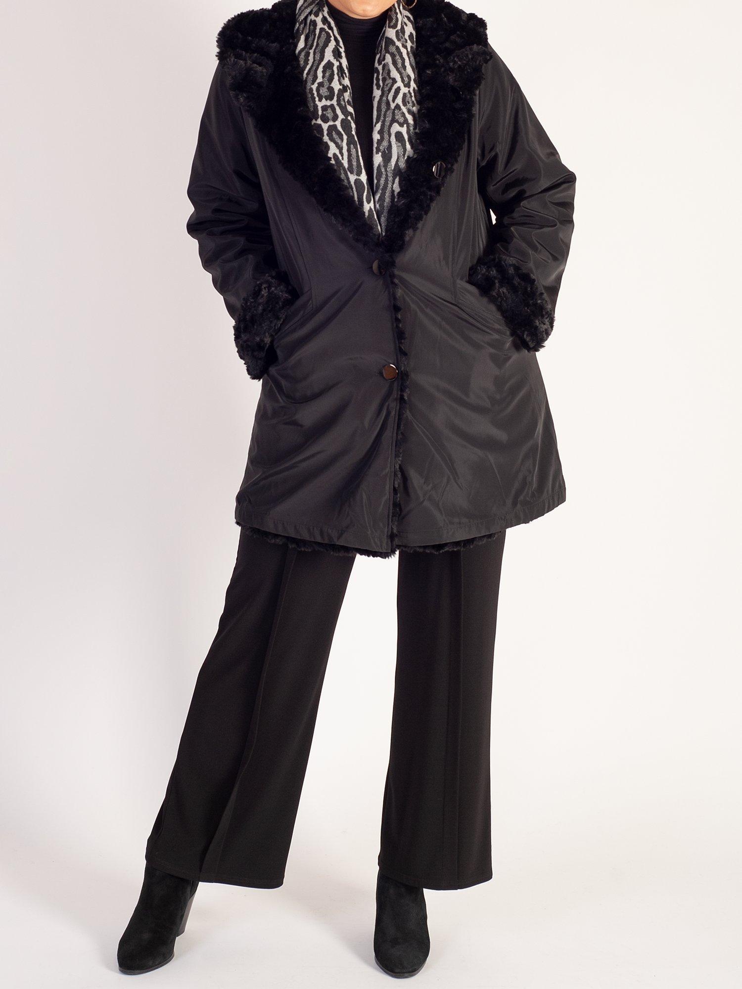 Product image 7 of 7, which shows chesca Faux Fur Reversible Coat, Black, 12-14