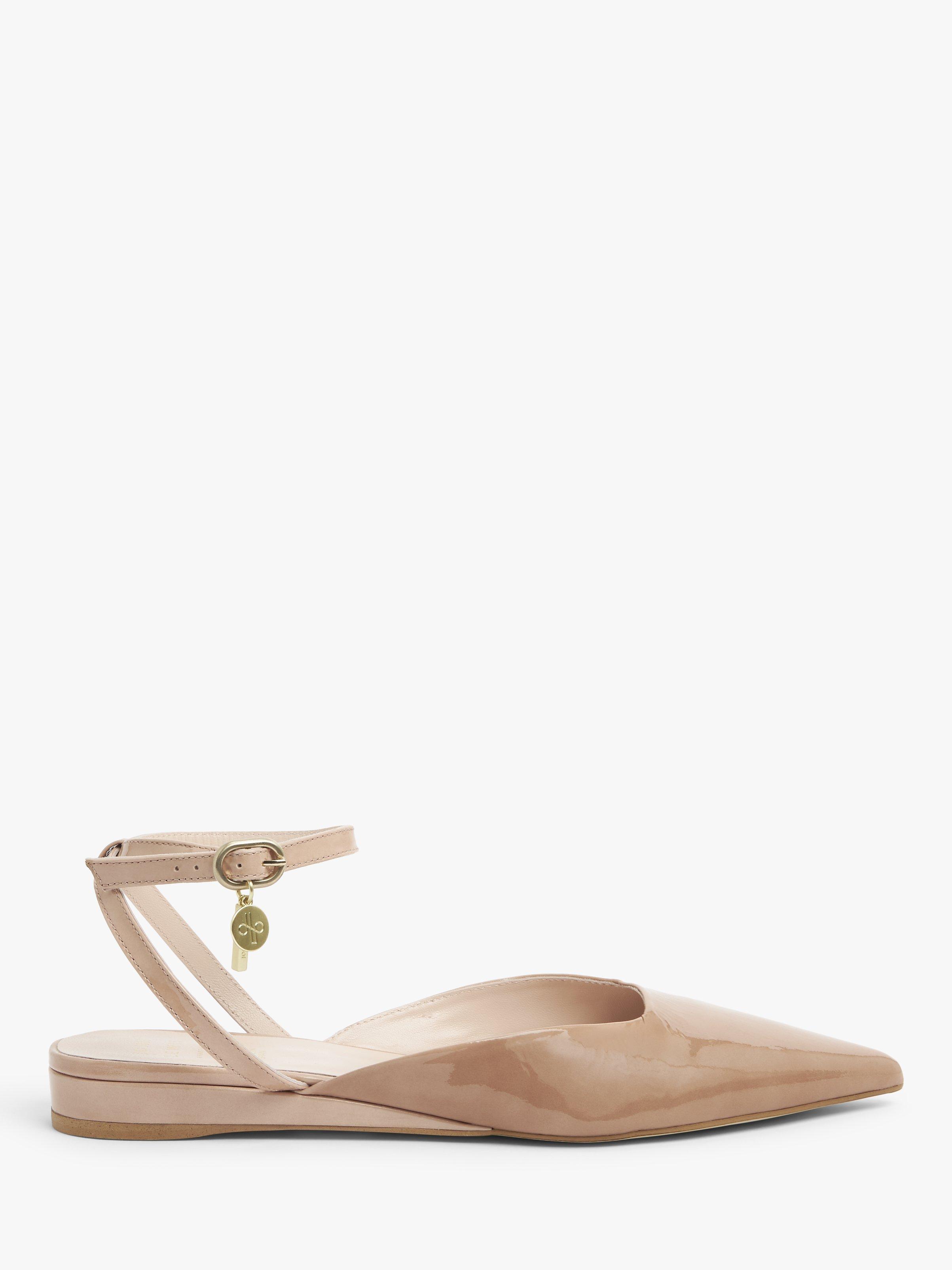 John Lewis Bentley Leather Demi Wedge Open Court Pumps, Beige