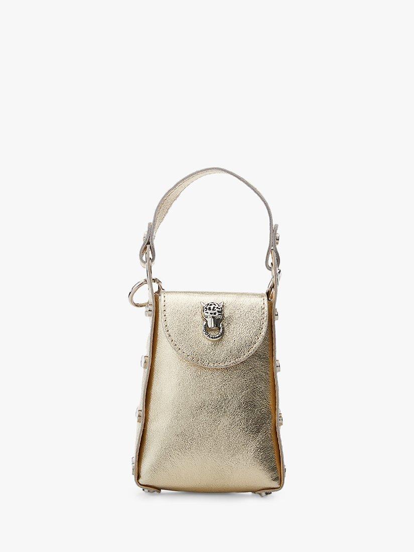 Moda in Pelle Joie Leather Convertible Cross Body Phone Bag, Champagne, One Size