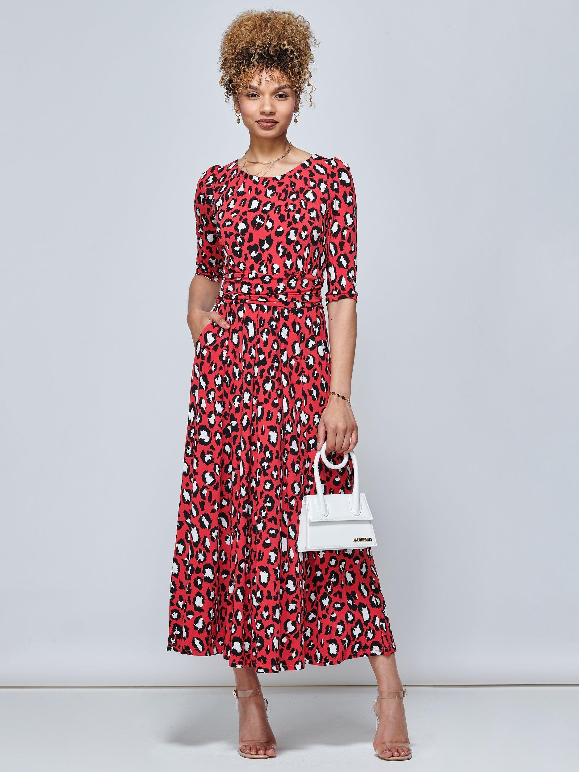 Jolie Moi Dorothy Animal Print Dress, Red/Multi