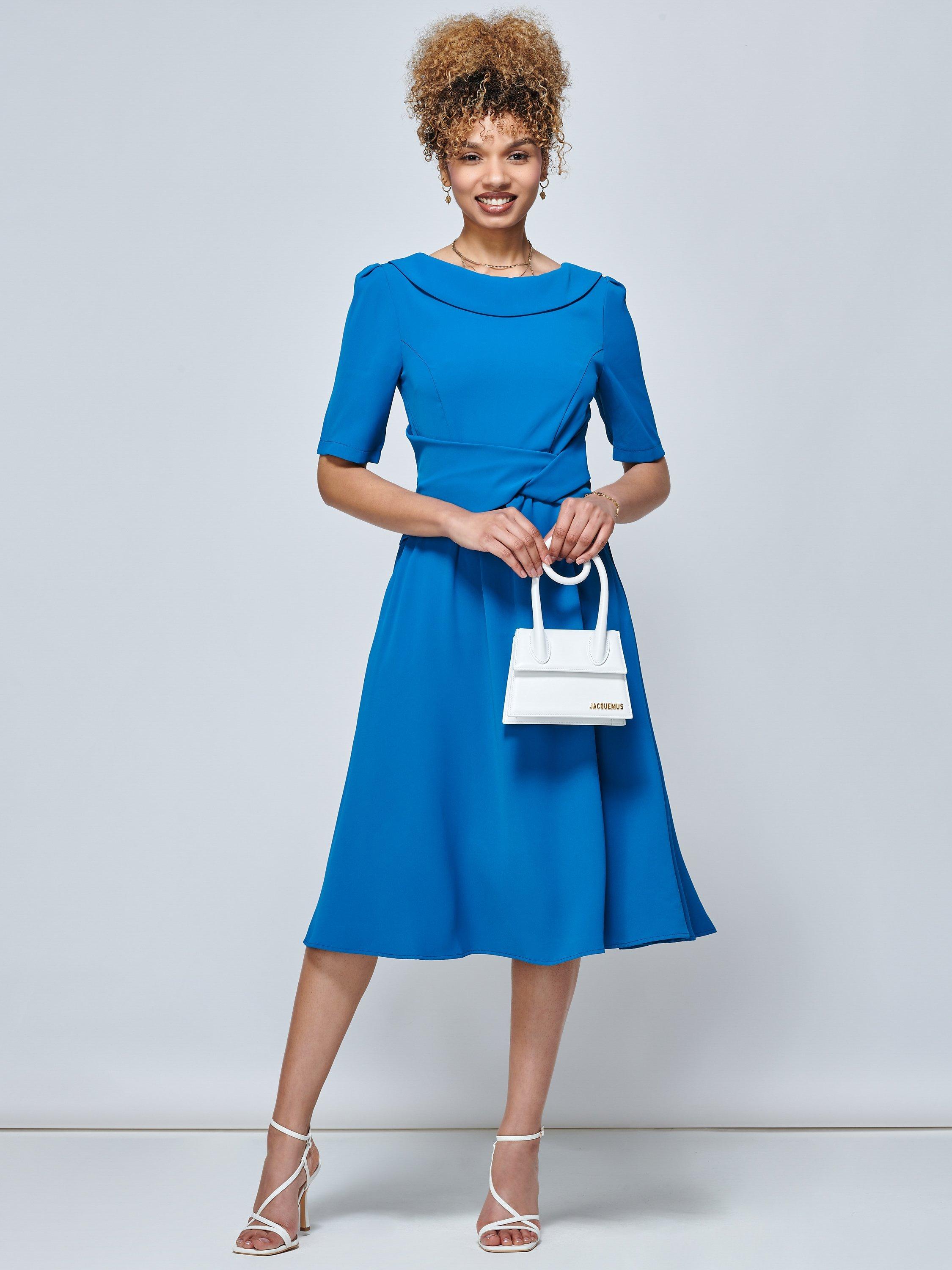 Jolie Moi Darlene Fold Over Neck Dress, Teal, 20