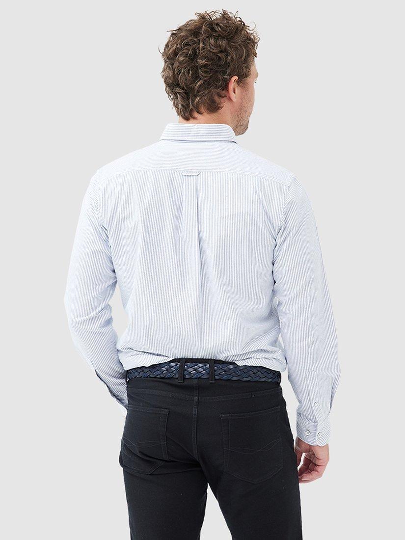 Product image 3 of 5, which shows Rodd & Gunn Gunn Oxford Cotton Stripe Slim Fit Long Sleeve Shirt, Royal, XS