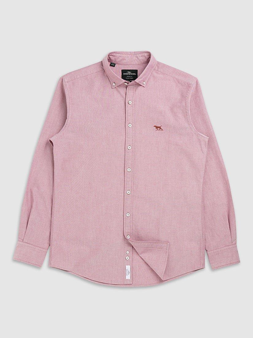 Product image 4 of 5, which shows Rodd & Gunn Gunn Oxford Cotton Slim Fit Long Sleeve Shirt, Merlot, XS