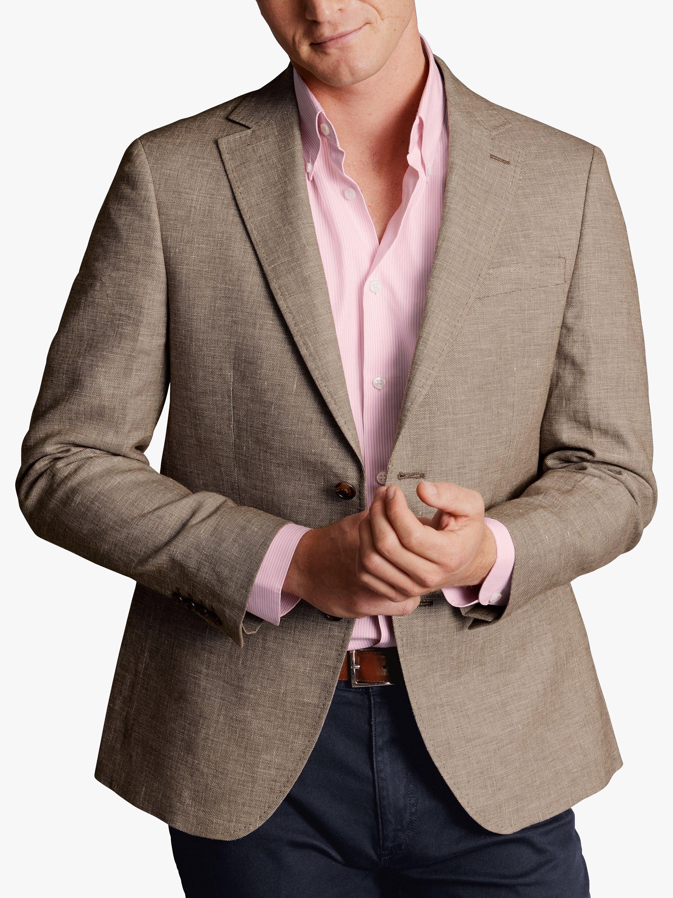 Charles Tyrwhitt Slim Fit Linen Cotton Blazer, Taupe